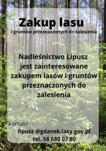 Nadleśnictwo Lipusz zainteresowane zakupem lasów oraz gruntów przeznaczonych do zalesienia